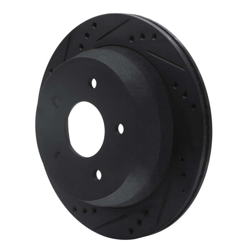 Chevrolet S10 Brake Rotor (1) - Rear Left - R1 Concepts - Drilled & Slotted - Black - `98-`05